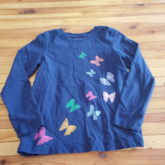 Hanna Andersson Long sleeve butterfly navy, 6-7