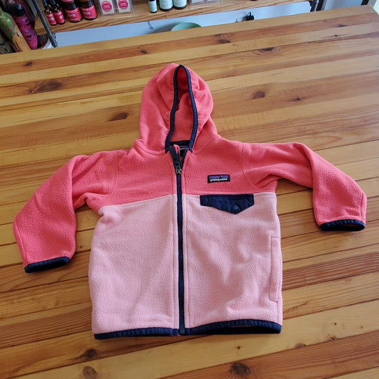 Patagonia Light fleece w/hood, 12-18 months,Pink