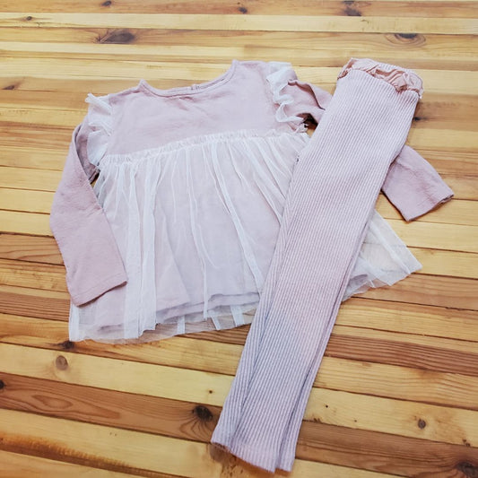 Zara top/leggings, 4-5,Pink